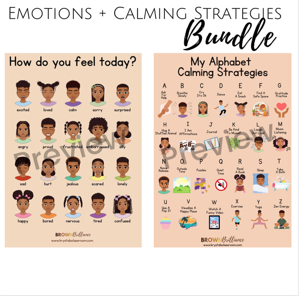 Emotions + Calming Strategies Poster Bundle 8x10
