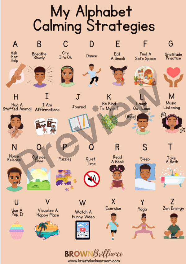 A-Z Calming Strategies Poster 8x10
