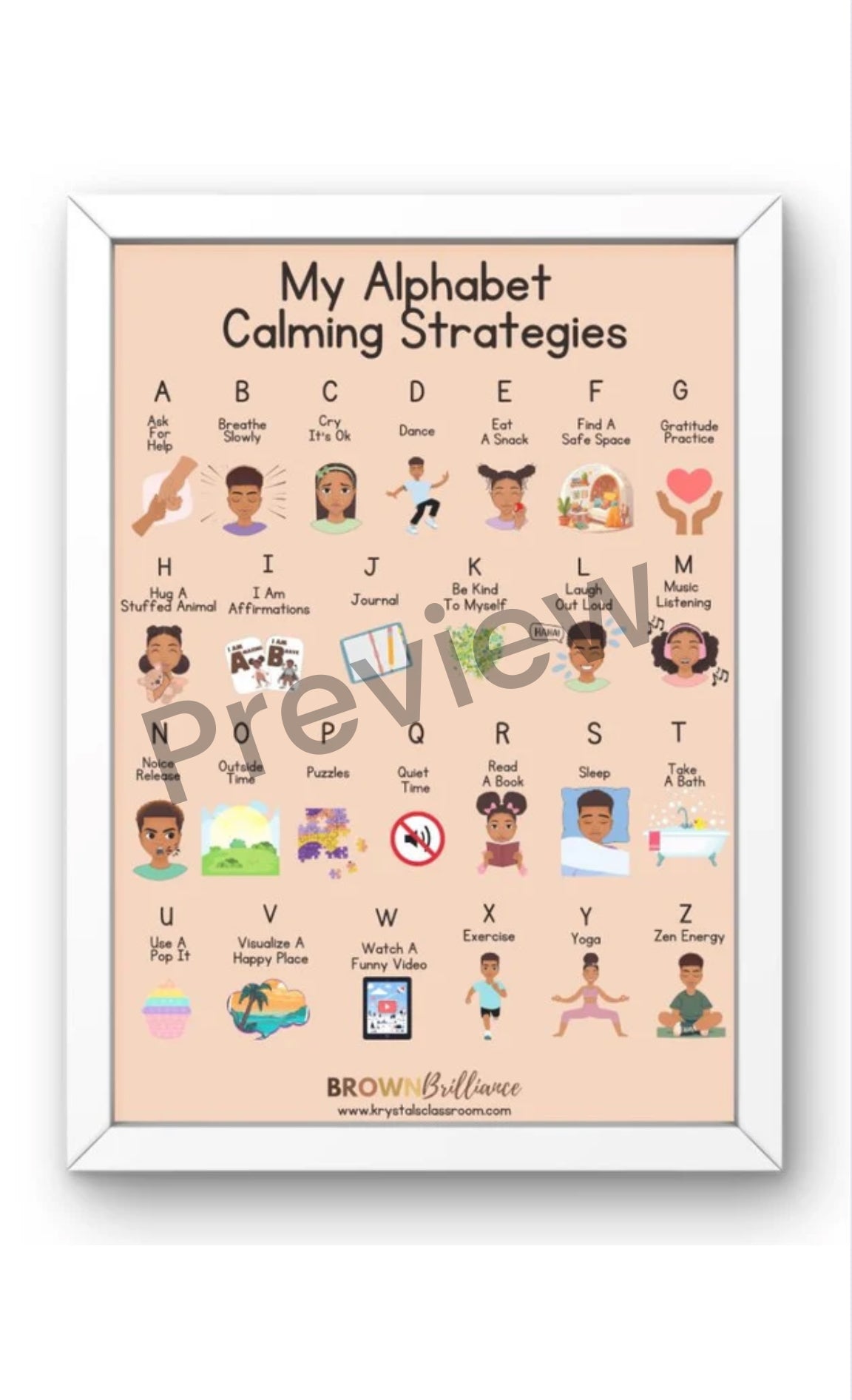 A-Z Calming Strategies Poster